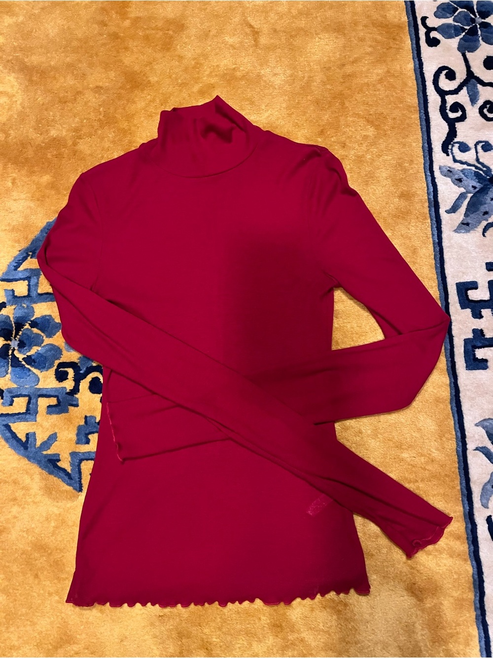 Free People Fitted Long Sleeve Turtleneck - Berry Red